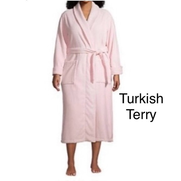 WOMANS PLUS TURKISH TERRY NUBBY COTTON LONG LENGTH ROBE - Picture 1 of 2